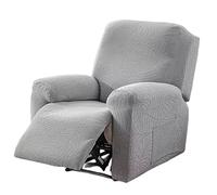 GUYIRT 4 Pièces Housse De Chaise Inclinable, Imperméable Housses De Protection pour Fauteuil Inclinable, Feuille à Motifs Housse De Fauteuil pour Salon-Gris Clair