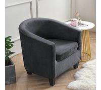 GUYIRT Couleur Unie Douce Housse De Fauteuil Club 2 Pièces Housse De Fauteuil Antidérapant Tub Chair Housse Protecteur De Fauteuil Amovible -Gris foncé-