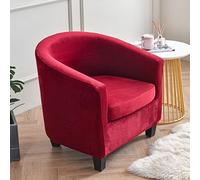 GUYIRT Couleur Unie Douce Housse De Fauteuil Club 2 Pièces Housse De Fauteuil Antidérapant Tub Chair Housse Protecteur De Fauteuil Amovible -Rouge-