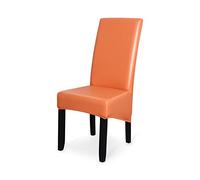 GUYIRT Étirement Imperméable Recouvre Chaise Salle A Manger Faux Cuir Housses De SièGe De Chaise Universel Housses de Chaise Chaise de Salle à Manger de Grande Taille, Lot de 2 -Orange