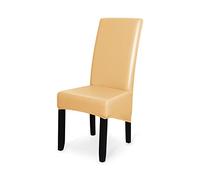 GUYIRT Étirement Imperméable Recouvre Chaise Salle A Manger Faux Cuir Housses De SièGe De Chaise Universel Housses de Chaise Chaise de Salle à Manger de Grande Taille, Lot de 2 -Beige