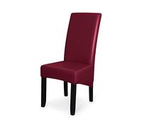GUYIRT Étirement Imperméable Recouvre Chaise Salle A Manger Faux Cuir Housses De SièGe De Chaise Universel Housses de Chaise Chaise de Salle à Manger de Grande Taille, Lot de 2 -vin Rouge