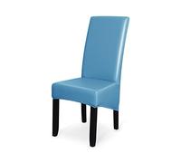 GUYIRT Étirement Imperméable Recouvre Chaise Salle A Manger Faux Cuir Housses De SièGe De Chaise Universel Housses de Chaise Chaise de Salle à Manger de Grande Taille, Lot de 2 -Bleu