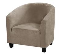 GUYIRT Haute Stretch Velours Housse de Fauteuil Cabriolet, Couleur Unie Canape Couverture de Canapé Spandex Peluche Housse de Siège Amovible Housse de Fauteuil pour Salon-Taupe