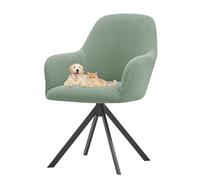 GUYIRT Housse de chaise à dossier incurvé avec accoudoirs, housse de chaise de salle à manger avec accoudoirs, housse de fauteuil pivotant pour salon, chambre à coucher (vert, lot de 1)
