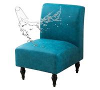 GUYIRT Housse de chaise d'appoint sans accoudoirs en cuir imperméable lavable avec fond élastique (bleu, 1 pièce)