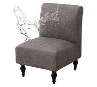 GUYIRT Housse de chaise d'appoint sans accoudoirs en cuir imperméable lavable avec fond élastique (gris clair, 1 pièce)