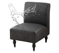 GUYIRT Housse de chaise d'appoint sans accoudoirs en cuir imperméable lavable avec fond élastique (noir, 1 pièce)