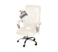 GUYIRT Housse de chaise de bureau imperméable avec accoudoirs, élastique avec fermeture éclair durable, pour chiens, chats, enfants (blanc, L)