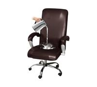 GUYIRT Housse de chaise de bureau imperméable avec accoudoirs, élastique avec fermeture éclair durable, pour chiens, chats, enfants (café foncé, taille M)