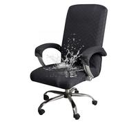 GUYIRT Housse de chaise de bureau imperméable avec accoudoirs, élastique extensible, housse universelle pour chaise rotative, amovible et lavable (gris, taille M)