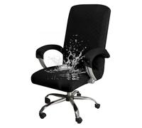 GUYIRT Housse de chaise de bureau imperméable avec accoudoirs, élastique extensible, housse universelle pour chaise rotative, amovible et lavable (noir, taille M)