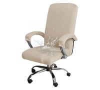 GUYIRT Housse de chaise de bureau imperméable avec accoudoirs, élastique extensible, housse universelle, amovible et lavable pour chaise d'ordinateur et de bureau, beige, taille M