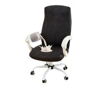 GUYIRT Housse de chaise de bureau imperméable en cuir extensible pour chaises de bureau à dossier haut pour chiens, chats, enfants (noir, taille L)