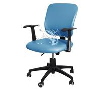 GUYIRT Housse de chaise de bureau imperméable en cuir synthétique, housses élastiques pour chaise de bureau, 2 pièces, pour chiens, chats et enfants (bleu)