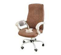 GUYIRT Housse de chaise de bureau imperméable et élastique en cuir pour chaise d'ordinateur, dossier haut, pour chiens, chats, enfants (kaki, moyen)