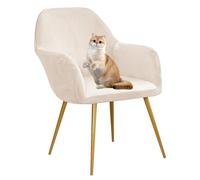 GUYIRT Housse de chaise de salle à manger incurvée en velours - Housse de chaise Parsons moderne pour décoration de salon, cuisine (beige, 1 pièce)