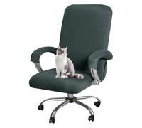 GUYIRT Housse de chaise d'ordinateur élastique avec fermeture éclair durable, housse de chaise rotative de bureau avec accoudoirs, pour la maison, le bureau (vert clair, taille L)
