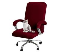 GUYIRT Housse de chaise d'ordinateur élastique avec fermeture éclair durable, housse de chaise rotative de bureau avec accoudoirs pour la maison, le bureau (bordeaux, taille L)