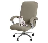 GUYIRT Housse de chaise d'ordinateur élastique avec fermeture éclair durable, housse de chaise rotative de bureau avec accoudoirs pour la maison, le bureau (kaki, taille L)