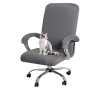 GUYIRT Housse de chaise d'ordinateur élastique avec fermeture éclair durable, housse de chaise rotative de bureau avec accoudoirs, pour la maison, le bureau (gris clair, taille L)