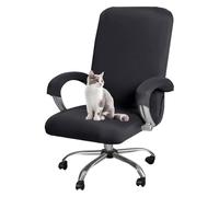 GUYIRT Housse de chaise d'ordinateur élastique avec fermeture éclair durable, housse de chaise rotative de bureau avec accoudoirs, pour la maison, le bureau (gris foncé, taille L)