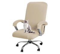 GUYIRT Housse de chaise d'ordinateur élastique avec fermeture éclair durable, housse de chaise rotative de bureau avec accoudoirs, pour la maison, le bureau (beige, taille M)