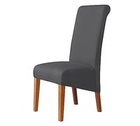 GUYIRT Housse De Chaise pour Chaises De Salle à Manger, De Retour Housse Chaise Protecteur De Chaise XL pour Salon Mariage Hôtel Banquet-Gris foncé 1-6 PIÈCES