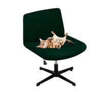 GUYIRT Housse De Chaise Salle À Manger en Velours Housse Fauteuil Bureau Extensible Couvre Chaise De Bureau Housse Chaise De Bureau A roulettes sans Accoudoirs (Vert 2,1 pièce)