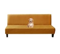 GUYIRT Housse de futon pour canapé-lit, de couleur unie, extensible, pliable avec élastique en bas, pour salon, (jaune, taille S)