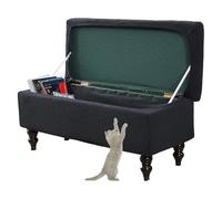 GUYIRT Housse de Ottoman Extensible avec Espace de Rangement Ottoman Banc Housse de Protection Élastique Rectangulaire Repose-Pieds (Noir, Moyen)
