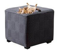 GUYIRT Housse de pouf carrée extensible pour s'adapter aux poufs pliants, housse pour banc d'ottoman, housse de repose-pieds pour chien, chat, enfant (gris foncé, taille L)