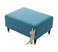 GUYIRT Housse de pouf rectangulaire extensible pour pouf de rangement, résistante aux animaux et lavable, pour le salon (bleu, taille M)