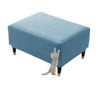 GUYIRT Housse de pouf rectangulaire extensible pour pouf de rangement, résistante aux animaux et lavable pour le salon (bleu 1, taille XL)