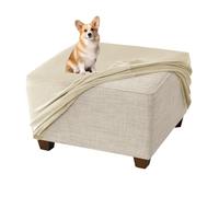 GUYIRT Housse de repose-pieds rectangulaire en velours pour chiens, housse de repose-pieds rectangulaire, lavable en machine (beige, taille M)