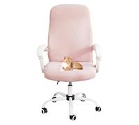 GUYIRT Housse pour chaise d'ordinateur de bureau en jacquard extensible avec fermeture éclair, amovible, lavable, anti-poussière (rose, taille L)