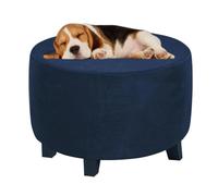 GUYIRT Housse ronde élastique en velours ottoman couverture ronde pour repose-pieds pour salon et chambre à coucher (bleu marine, L)