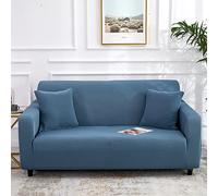 GUYIRT Housses de canapé, Polyester Slip Tissu Élastique Stretch Douceur Premium 1 Pièce Housse De Canapé Lavable en Machine Housse De Canapé -lac Bleu-2 Places (145-185cm)