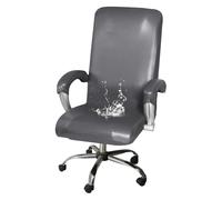 GUYIRT Housses de chaise de bureau en cuir extensible, housse de chaise d'ordinateur avec accoudoirs, housse universelle pour chaise rotative de bureau pour chien, chat, enfant (gris clair, taille M)
