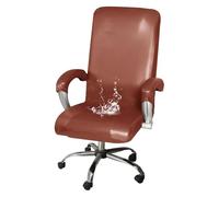 GUYIRT Housses de chaise de bureau en cuir extensible, housse de chaise d'ordinateur avec accoudoirs, housse universelle pour chaise rotative de bureau pour chien, chat, enfant (orange, taille M)