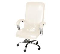 GUYIRT Housses de chaise de bureau en cuir extensible, housse de chaise d'ordinateur avec accoudoirs, housse universelle pour chaise de bureau rotative pour chien, chat, enfant (blanc, taille L)