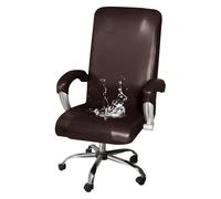 GUYIRT Housses de chaise de bureau en cuir extensible, housse de chaise d'ordinateur avec accoudoirs, housse universelle pour chaise rotative de bureau pour chien, chat, enfant (café foncé, taille L)