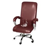 GUYIRT Housses de chaise de bureau en cuir extensible, housse de chaise d'ordinateur avec accoudoirs, housse universelle pour chaise rotative de bureau pour chien, chat, enfant (bordeaux, taille L)