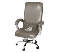 GUYIRT Housses de chaise de bureau en cuir extensible, housse de chaise d'ordinateur avec accoudoirs, housse universelle pour chaise rotative de bureau pour chien, chat, enfant (café clair, taille M)