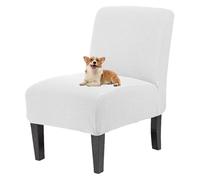 GUYIRT Housses de chaise sans accoudoirs extensibles pour salon, chambre à coucher, hôtel (blanc)