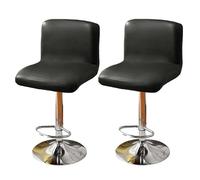 GUYIRT Imperméable Housse De Tabouret De Bar, Cuir Housse De Chaise Protecteur De Tabouret De Bar pour Chaise à Dossier Mi-Bas Et Hauteur De Comptoir-Noir-Lot de 2