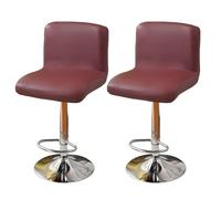 GUYIRT Imperméable Housse De Tabouret De Bar, Cuir Housse De Chaise Protecteur De Tabouret De Bar pour Chaise à Dossier Mi-Bas Et Hauteur De Comptoir-vin Rouge-Lot de 2