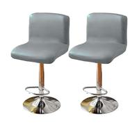 GUYIRT Imperméable Housse De Tabouret De Bar, Cuir Housse De Chaise Protecteur De Tabouret De Bar pour Chaise à Dossier Mi-Bas Et Hauteur De Comptoir-Gris Clair-Lot de 2