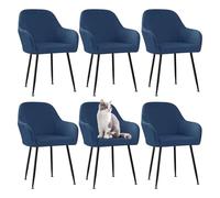 GUYIRT Lot de 1, 2, 4, 6 housses de chaise de salle à manger à dossier incurvé extensible avec accoudoirs, housses de chaise de salle à manger extensibles en velours (bleu marine, 6 pièces)