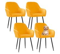 GUYIRT Lot de 1, 2, 4, 6 housses de chaise en velours avec accoudoirs - Lot de 1, 2, 4, 6 - Housse de protection de fauteuil pivotant pour salon (jaune, lot de 4)